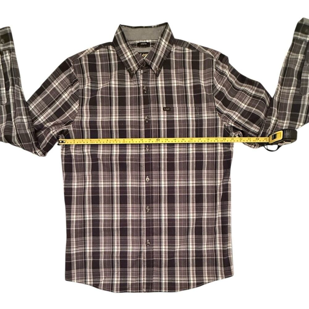 Lee Black White Grey Plaid Men’s Size M Long Sleeve Button Up Casual Shirt - Picture 6 of 16